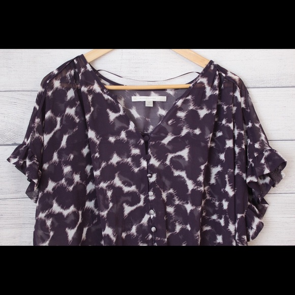 🌸LC Lauren Conrad Purple Short Sleeve Blouse - Picture 2 of 4